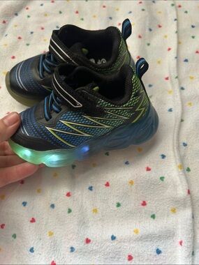 Toddler Athletic works light up Sneakers in Blue and Green - Hook & Loop Closure